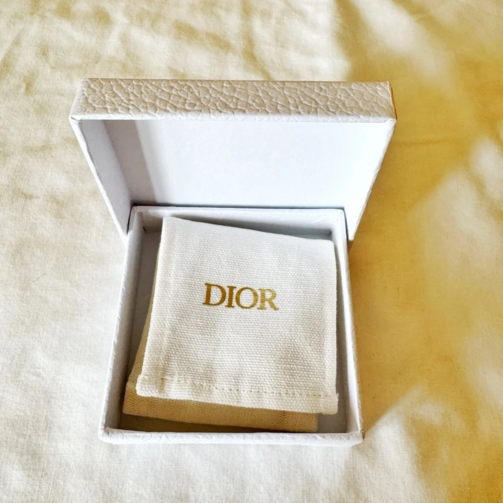 Dior Gold-Tone Faux Pearl & Crystal “DIOR” Charm Clip-On Earrings - Picture 2 of 7